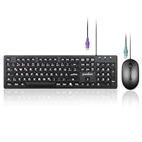 Perixx PERIDUO-117P, Kabelgebundenes Standard PS2 Tastatur-Maus-Set - Deutsches QWERTZ-Layout - Set mit 3-Tasten-optischer PS2-Maus - 1,8m Kabel - Schwarz