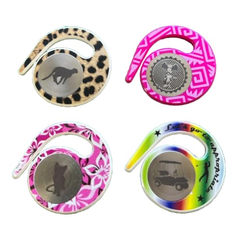 ゴルフマーカー(ハングマーカー) 4つセット ダルメシアン フライングボール ニーケーイエロー ワンワールド ゴルフマーカー ゴルフ 父の日 母の日 ギフト プレゼント 実用的 ゴルフ好き 小物 コンペ 賞品 景品 祝い Present Gift (ホワイトフラワー レオパード ニーケーピンク レインボー)