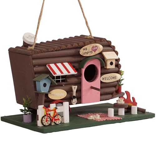 MIXUMON Bird Houses for Outside, Outdoor Bird House for Bird Families Bluebird Sparrow Finch Cardinals Hanging Birdhouse for Garden.