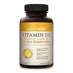 NatureWise Vitamin D3 1000iu (25 mcg) Healthy Muscle Function, and Immune Support, Non-GMO, Gluten Free in Cold-Pressed…