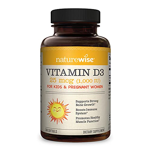 NatureWise Vitamina D3 1000 UI, función muscular saludable, salud ósea y apoyo inmunológico (suministro para 1 año, 360 unidades)