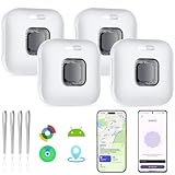 2026 [Certificado por Apple y Google] Tracker Tags Paquete de 4 (Blanco), Hoxe Bluetooth Smart Tag Localizador Soporte Apple Find My o Android Find Hub, Buscador de Llaves para Coche/Cartera/Equipaje