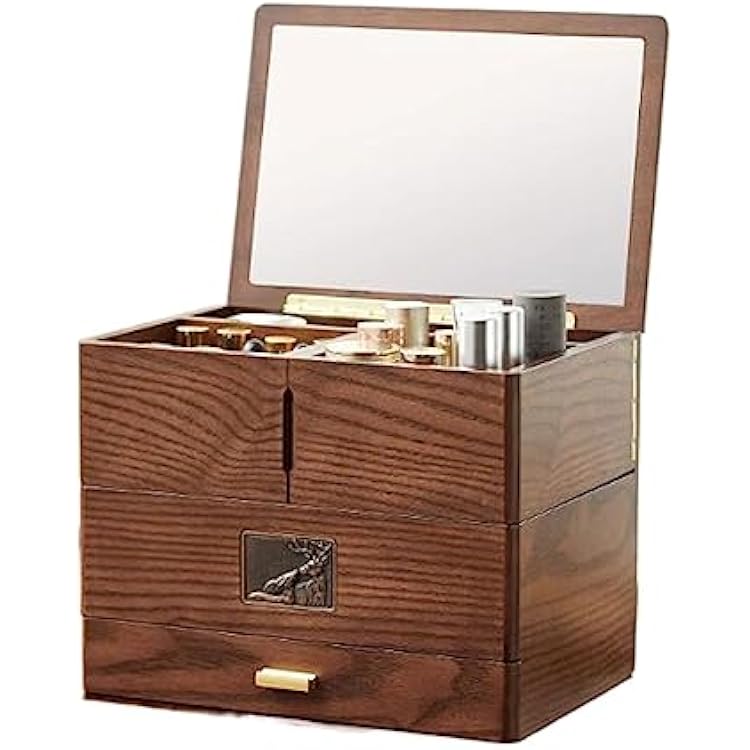 る〜か　ブラウン Makeup Organiser Storage Wood Makeup Organizer Box Benin | Ubuy
