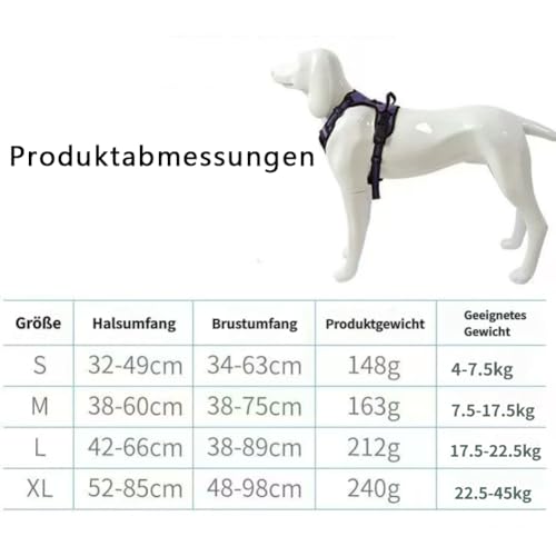 Fellstern Anti-Zieh-Geschirr, Atmungsaktiv & Gepolstert Fellstern Geschirr Hund, Anti Zug Hundegeschirr mit Front Clip, Einstellbar Antizuggeschirr für Hunde Jeder Größe (Schwarz,M)