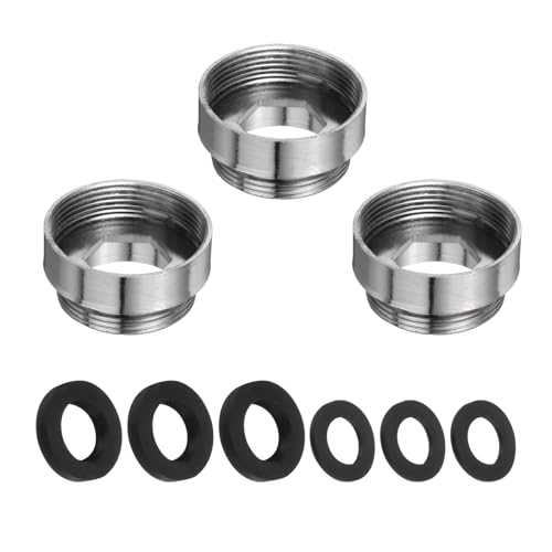 QUARKZMAN 3Pcs Kit Adaptateur Robinet, Mâle 0.85in À Femelle 0.91in Adaptateur Aérateur Robinet Évier Cuisine En Acier Inoxydable Pour Connecter Tuyau Arrosage, Filtre À Eau
