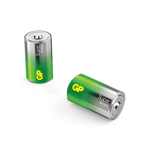 GP Super Alkaline Batterien D Mono, LR20, 1,5 V, 2 Stück, ideal für die Stromversorgung von Geräten des täglichen Bedarfs - Die Neue G-TECH-Technologie