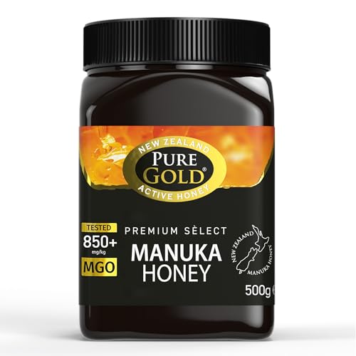 Pure Gold - Manuka Honey - 850+ MGO Certified Premium - 500g - New Zealand, Ethically Sourced, Raw & Unpasteurised - Naturally Made by Bees & Home Traceable - 1 Pack