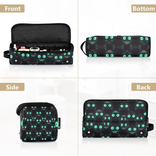 Estuche de viaje 2 en 1 para rizadores y planchas con tapete resistente al calor y cremallera con accesorios removibles para herramientas de peinado, diseño caras de gato negro miniatura 5