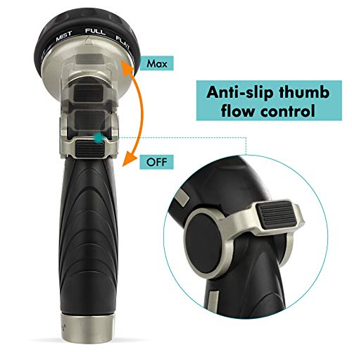 Restmo Hose Nozzle Heavy Duty, Metal Water Hose Sprayer For Garden, 9 Spray Patterns | High Pressure | Thumb Flow Control | On/Off Valve, Ideal For Outdoor Lawn & Plant Watering, Car & Pet Washing #TOP4