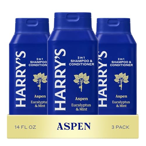 Harry's Men's 2 in 1 Shampoo and Conditioner for All Hair Types - Original Aspen Scent - (3 Pack) 14 fl oz - No Parabens or Sulfates