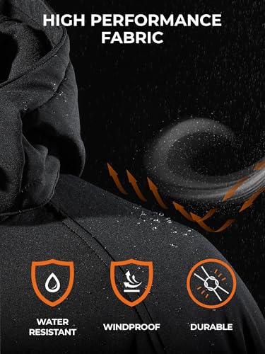 ORORO Men's 4-Zone Heated Jacket (Black, L) and Extra Battery4