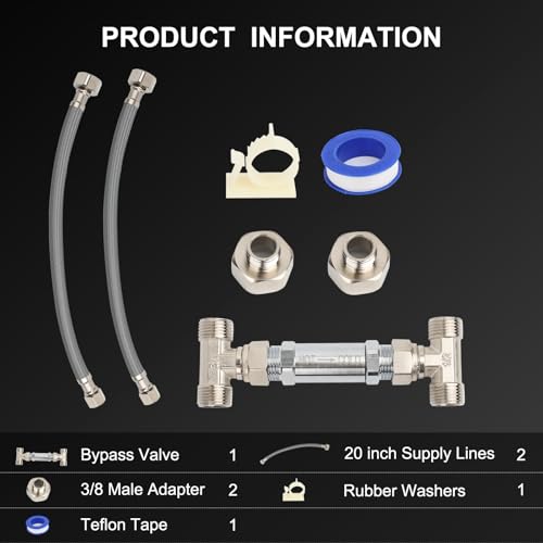 Image of 304 Stainless Steel Replacement Sensor Valve Kit for Hot Water Recirculating Pump System - Includes Valve, 2x 12-inch PEX Supply Lines, Adaptors & Teflon Tape - Potable Water