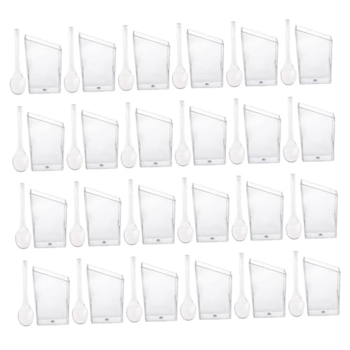 HOLIDYOYO 1 Set Dessert Cup Party Tiramisu Cup Mini Spoon Mini Dessert Trifle Bowl Replaceable Tiramisu Cup Ice Cream Cup Mousse Cup Dessert Mini Cup Delicate Pudding Cup Transparent