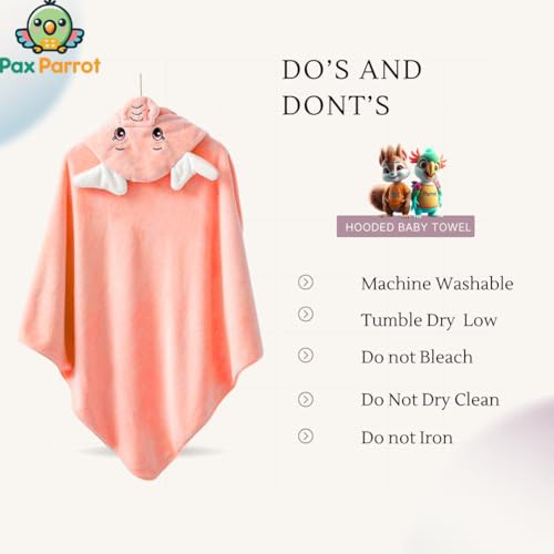 Image of Ultra-Soft Baby Hooded Towel - 100% Cotton Wrap Your Little one in Softness and Joy, Hypoallergenic & Super Absorbent Bath Wrap for Newborns & Toddlers | Cute Animal Design,(0-5Years) (Peach Elephant)