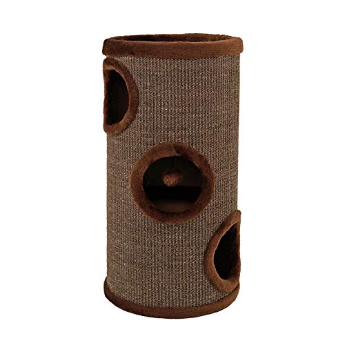lionto Kratztonne aus Sisal mit Spielball & Plüschrand, Höhe 70 cm, Stabiler Kratzbaum für kleine & große Katzen, perfekte Krallenpflege &...