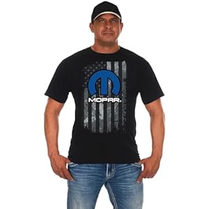 JH DESIGN GROUP Men’s Mopar Logo T Shirt American Flag Crew Neck Shirt