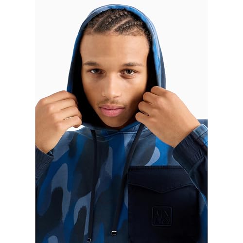 Armani Exchange Men's Camo Print with Contrast Pocket Hooded Sweatshirt4