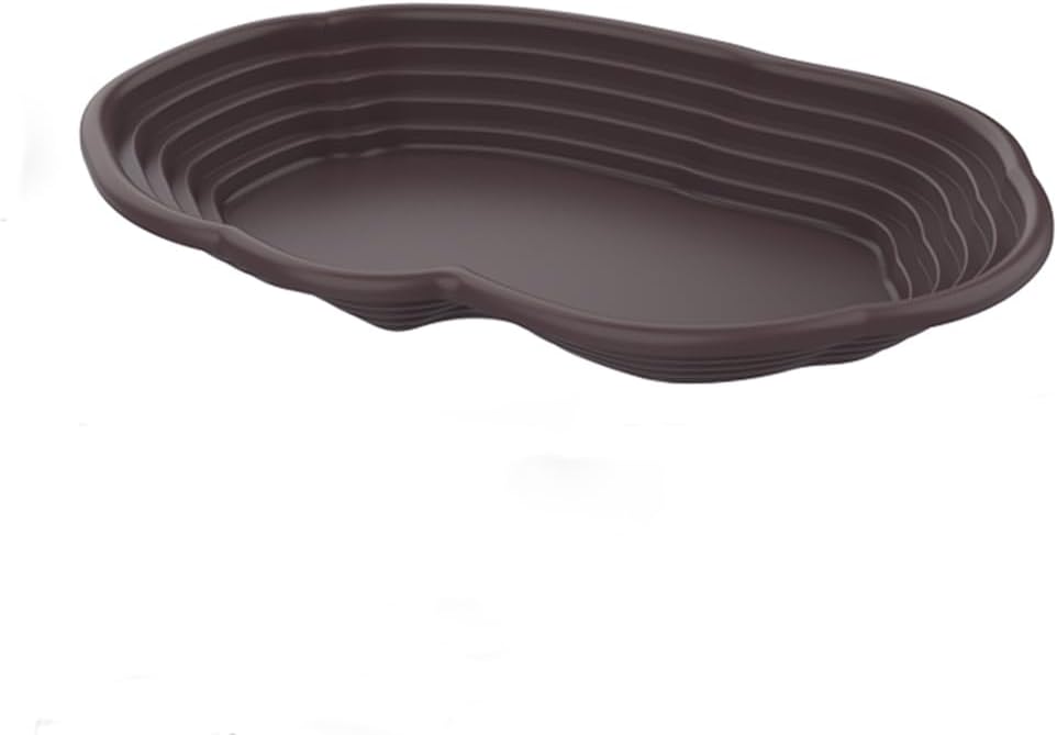 Extra Large Reptile Bathing Pool Reptile Feeding Dish Water Bowl with Ramp Aquarium Ornament for Gecko, Snake, Turtle, Bearded Dragon, Lizard Bath(Black)