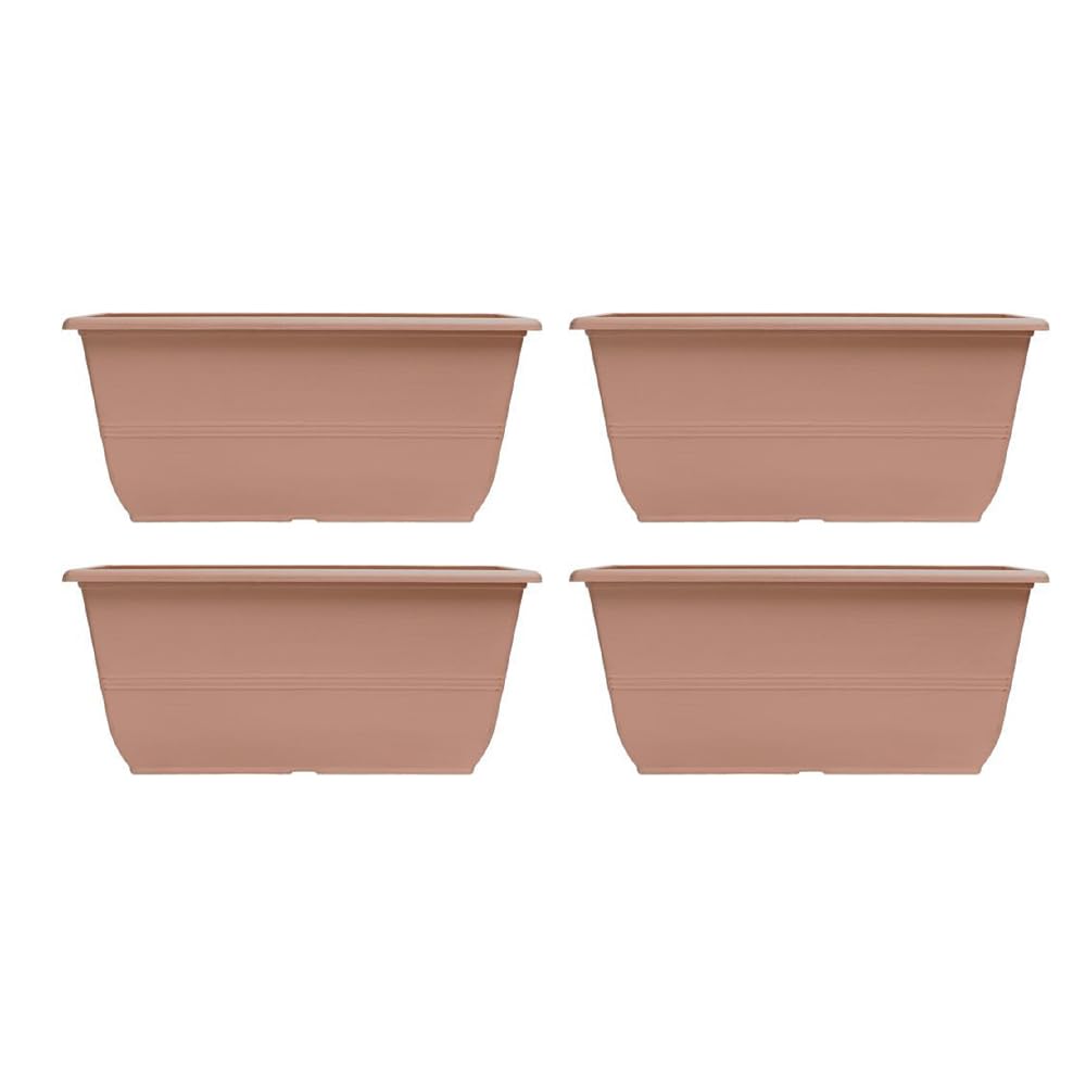 shopior Peach Terracotta Plastic Window Box Planters – Decorative Outdoor & Indoor Plant Pots with Drainage Holes – Weatherproof Flower Pots for Patio, Balcony & Garden (Window Box - 51cm, Pack of 4)