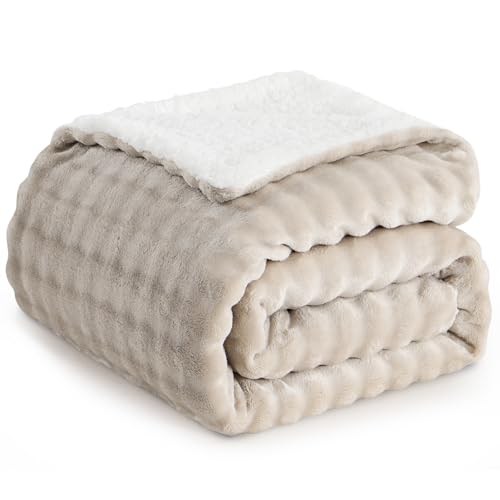 RUIKASI Kuscheldecke Flauschige Decke Beige - 150x200 Sherpa Warme Überwurf...