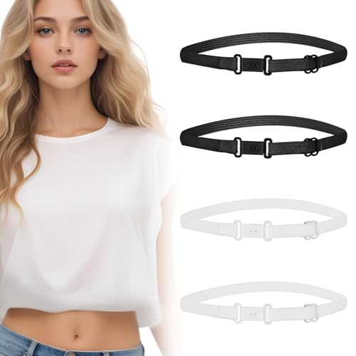 4pcs Adjustable Crop Tuck Band for Shirts,Shirt Tuck Band Women,Shirt Tuck Band Shirt Cropping Band for Jeans Pants Dresses Change The Style of Your Tops