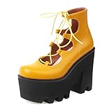 ♛ CUSIFICACIÓN: la altura del talón de la plataforma Las botas de tobillo son rápidas 13 cm / 5.11 ", y la altura de la plataforma impermeable es de aproximadamente 6 cm / 2.56".
