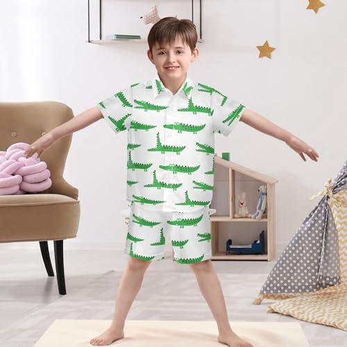 Image of Sunflower Floral Yellow Black Short Sleeve Hawaiian Button Down Shirts and Short Sets for Boys Toddler Summer Outfits