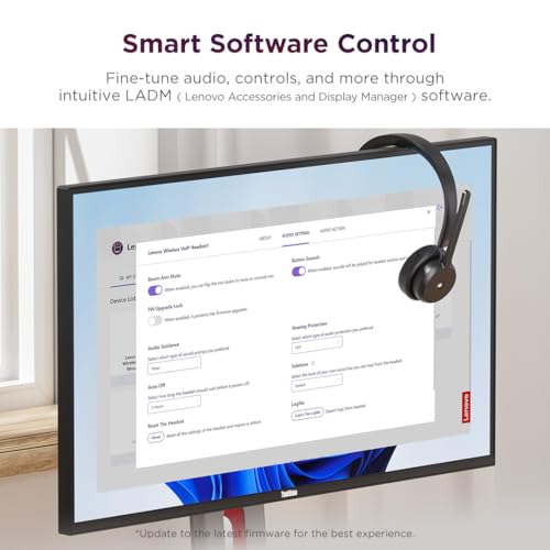 Casque sans fil Lenovo Bluetooth noir pour bureau et centre d'appels