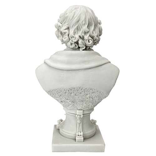 Design Toscano Wu76926 William Shakespeare (1564-1616) Bonded Marble Resin Sculptural Bust, Medium, White #TOP2