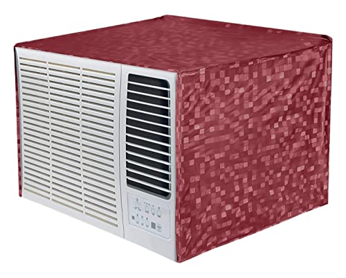 Image of Kuber Industries 3D Design PVC Window AC Cover for 2 Ton Capacity - Maroon (CTKTC01715), Standard