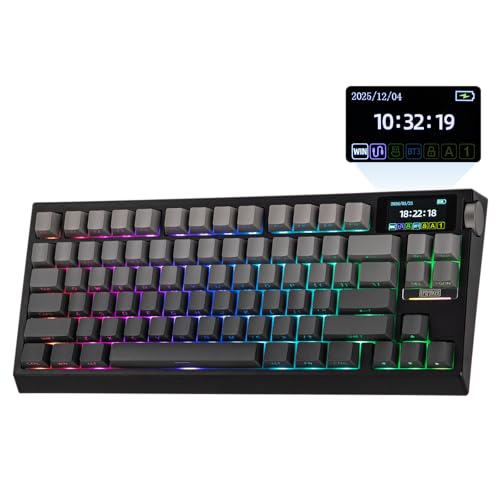 EPOMAKER G84 PRO ���C�����X�Q�[�~���O�L�[�{�[�h 75%���J�j�J���L�[�{�[�h �V���R���L�[�L���b�v �X�N���[���ƃm�u�t�� 2.4GHz/USB-C/BT5.0 �e���L�[���X 81�L�[ �z�b�g�X���b�v�Ή� 8000mAh �J�X�^���h���C�o�[ 