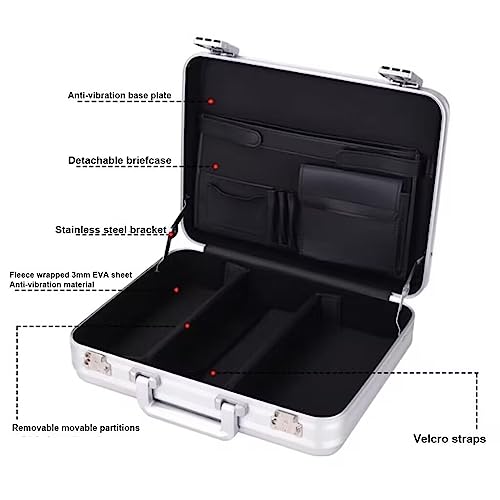 Aluminum Briefcase, Metal Toolbox, Laptop File Briefcase Family Medical Kit Cash Handheld Password Case (Color : Silver, Size : 14in)3