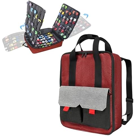 KISLANE Ultimate Toy Cars Storage, Versatile Dual Compartment Toy Cars Case with 4 Storage Pages, Holds 108 Cars - Perfect Toy Cars Carrying Case and Matchbox Cars Storage Case(Bag Only,Red) Cover