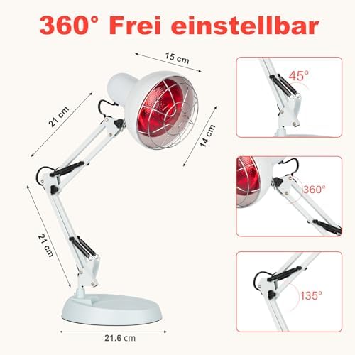 Cozion Lámpara de mesa de luz roja de 150 W, controlador para banda de luz roja con función de calor, 10 niveles de intensidad luminosa y temporizador de 5 a 60 minutos, lámpara para uso doméstico