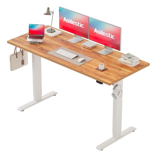 Agilestic Höhenverstellbarer Schreibtisch 150 x 60 cm, Stabiler Schreibtisch Höhenverstellbar Elektrisch mit Memory-Handsteuerung, Ergonomischer Steh-Sitz Tisch Computertisch, Hellbraun