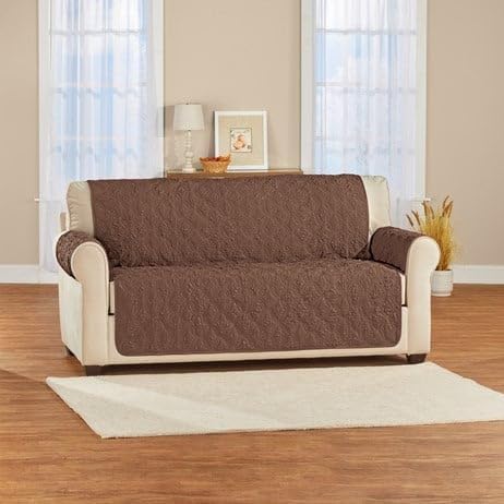 S - M-Enterprises. Embossed Ogee Pattern Furniture Cover-Loveseat-Espresso