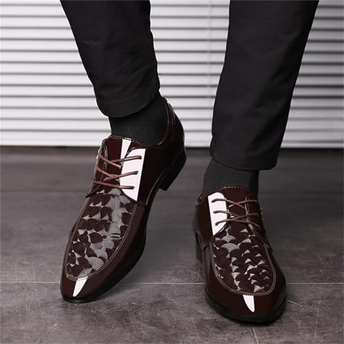 Image of Men's Vintage Elegant Patent Leather Dress Shoes Lace-up Formal Business Oxfords Wedding Prom
