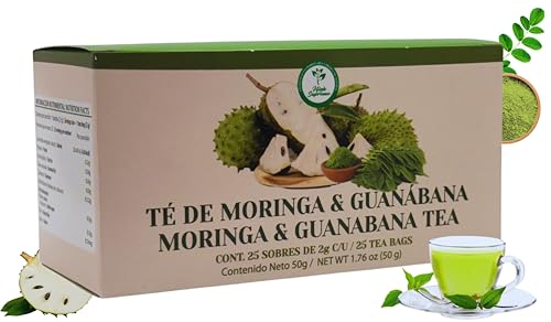 Moringa & guanabana te (moringa & soursop tea) 25 tea bags, vegan, 100% natural, hecho en mexico