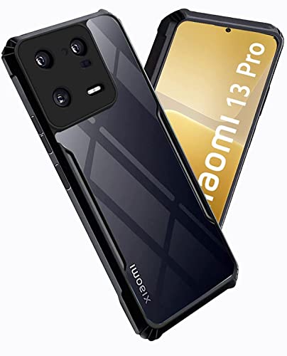 Image of A rtistque Clear Hard Transparent Acrylic Armor Anti-Drop Shockproof TPU Edge Back Cover Case for Xiaomi 13 Pro 5G - Black
