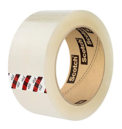 Scotch High Tack Box Sealing Tape 371+, Film Backing with Synthetic Rubber Adhesive, Clear Color, 72 mm x 100 m, 24/Case