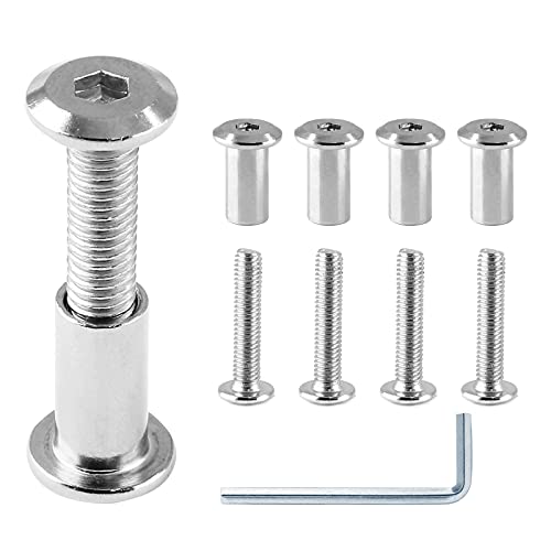 Maiitmor 10組(20個) M6x30mm 六角ドライブソケットキャップボルト 六角レンチ付き シルバー家具コネクタボルト M6皿ねじバレルナット バインドネジ ベビーベッド交換用ベルトキャビネット用