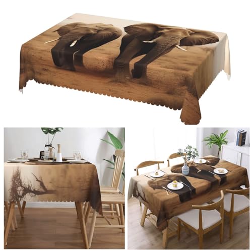 Nappe anti-tache rectangulaire 137x183 cm infroissable nappe décorative éléphants - 8