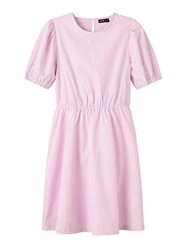 name it Girl's NLFFILUCCA SS Dress Kleid, Lilac Chiffon/Stripes:Stripes,...