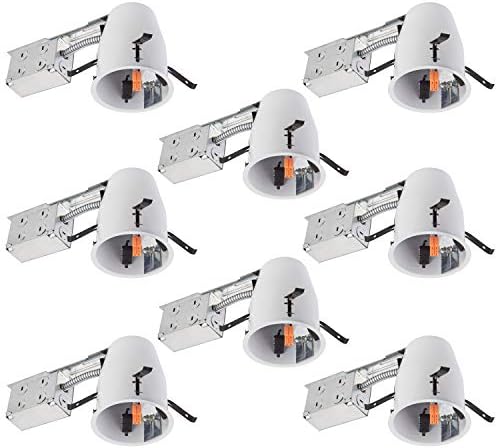 LUMINOSUM 4 Inch Remodel Recessed Can, Air Tight IC Housing, with TP24 Connector and E26 Socket, UL-Listed, 8-Pack