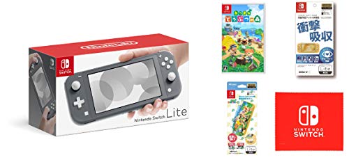 Nintendo Switch Lite グレー&あつまれ どうぶつの森 -Switch&【任天堂ライセンス商品】Nintendo Switch Lite専用 衝撃吸収カバー あつまれどうぶつの森&【任天堂ライセンス商品】Nintendo Switch Lite専用液晶保護フィルム 多機能 (【Amazon.co.jp限定】Nintendo Switch ロゴデザイン マイクロファイバークロス 同梱)