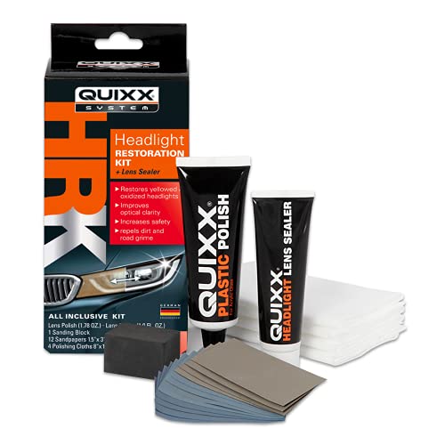 headlight lens sealer - QUIXX 00084-US Headlight Restoration Kit and Lens Sealer, Permanently Restore Yellowed or Opaque Headlights To Like-New Condition for Your Automobile, Motorcycle, or Boat