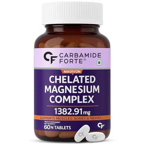 Image of Carbamide Forte Chelated Magnesium Citrate Oxide Supplement | Triple Magnesium Supplement Supports Bones Muscles & Nerves 1382.91mg Per Serving - 60 Veg Tablets