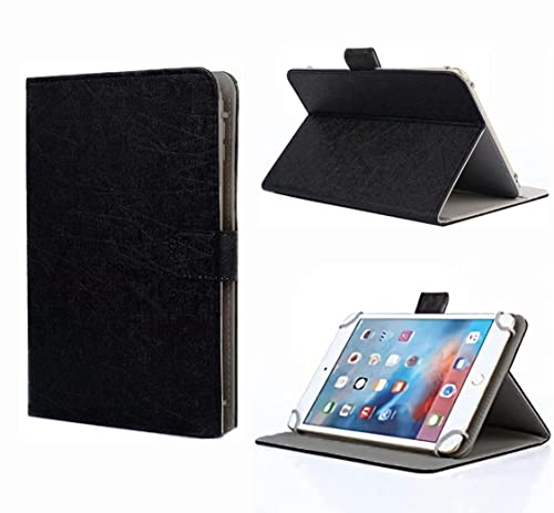TASVICOO Étui universel pour tablette de 7 à 8 pouces, style livre - Fonction support pour tablette 7/7,85/7,9/8' (noir)