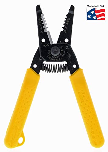 Image of IDEAL Electrical 45-120 T-5 T-Stripper - 10-20 AWG, Yellow Wire Stripper with Looping Holes, Plier Nose, Spring Loaded Automatic Opening (Pack of 2)