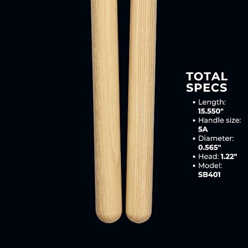 Meinl Stick & Brush Drum Set Mallets With Medium Soft Felt Head And 5A American Hickory Handle-Made In Germany (Sb401) #TOP4